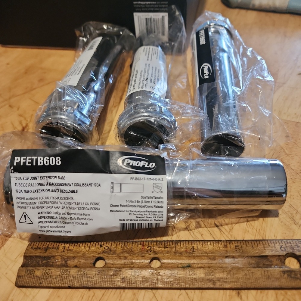 *Lot of 4* PROFLO PFETB608 1-1/4" x 6" Brass 17ga Slip-Joint Extension Tube